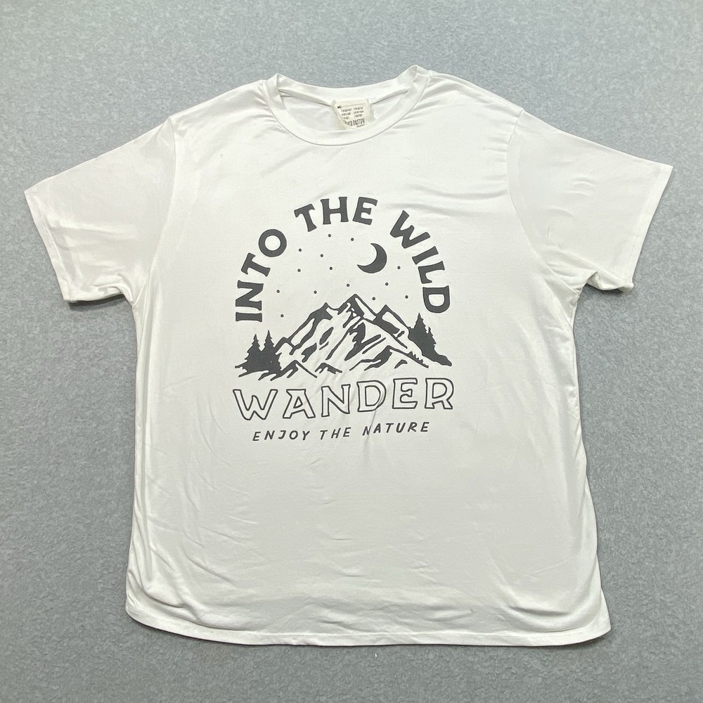 Vintage Into The Wild Wander Mens White T-Shirt Size XL Enjoy The Nature Graphic